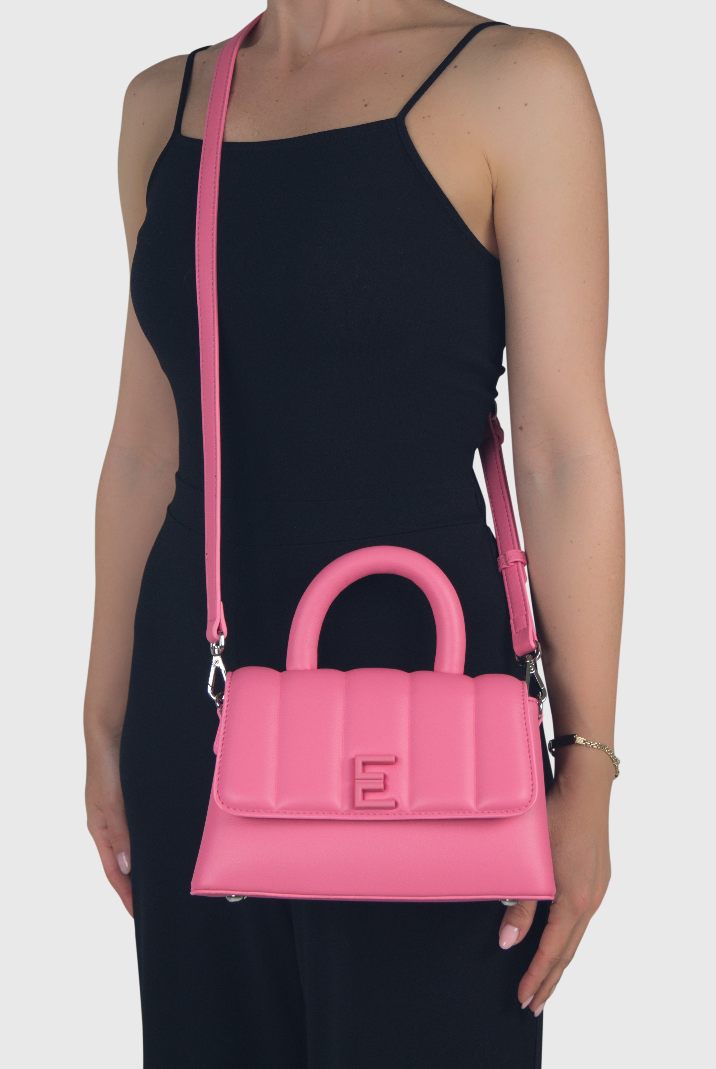 EVA MINI Rosa - Borsa in similpelle premium con patta trapuntata | ENPOSH