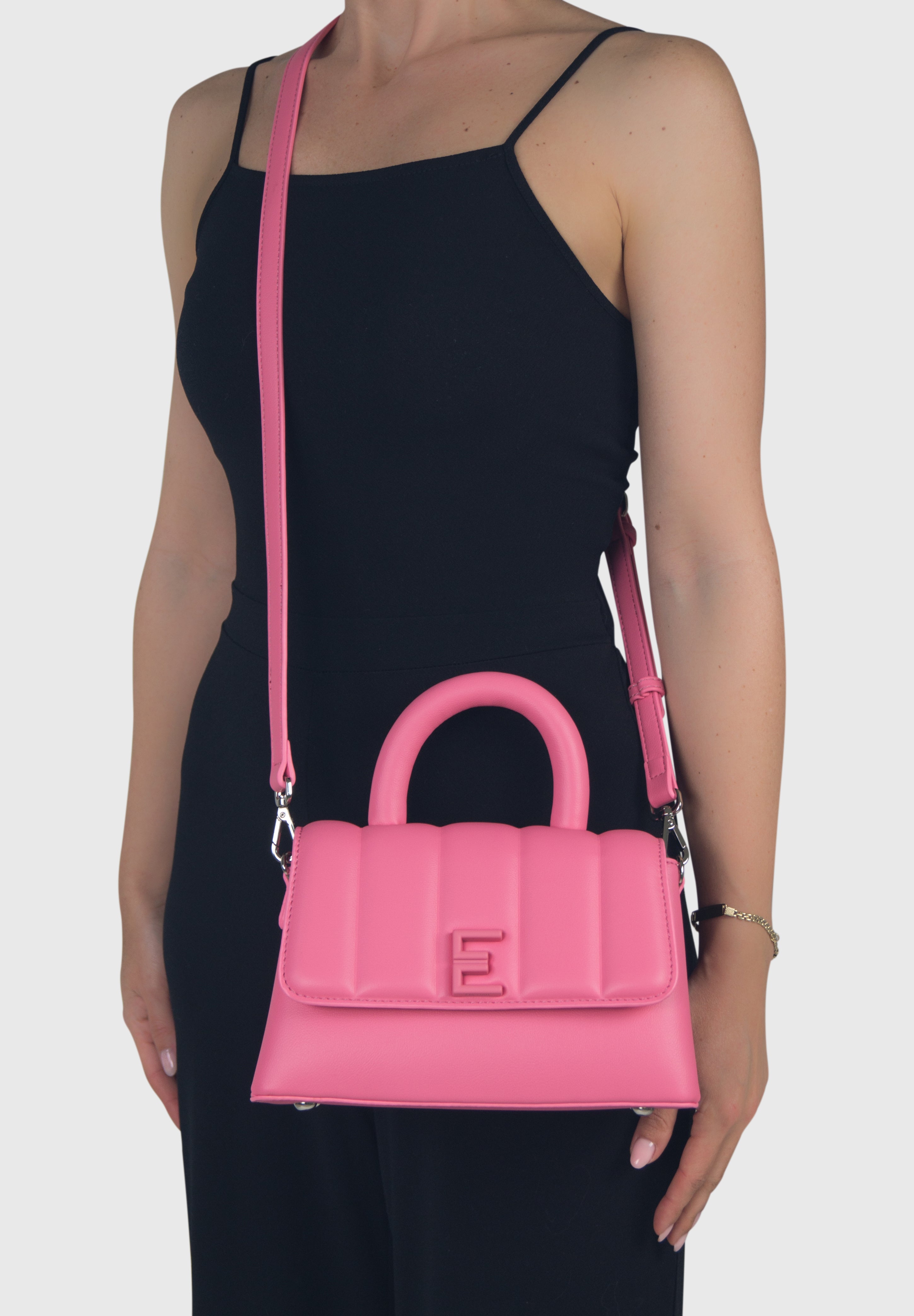 EVA MINI Rosa - Borsa in similpelle premium con patta trapuntata | ENPOSH