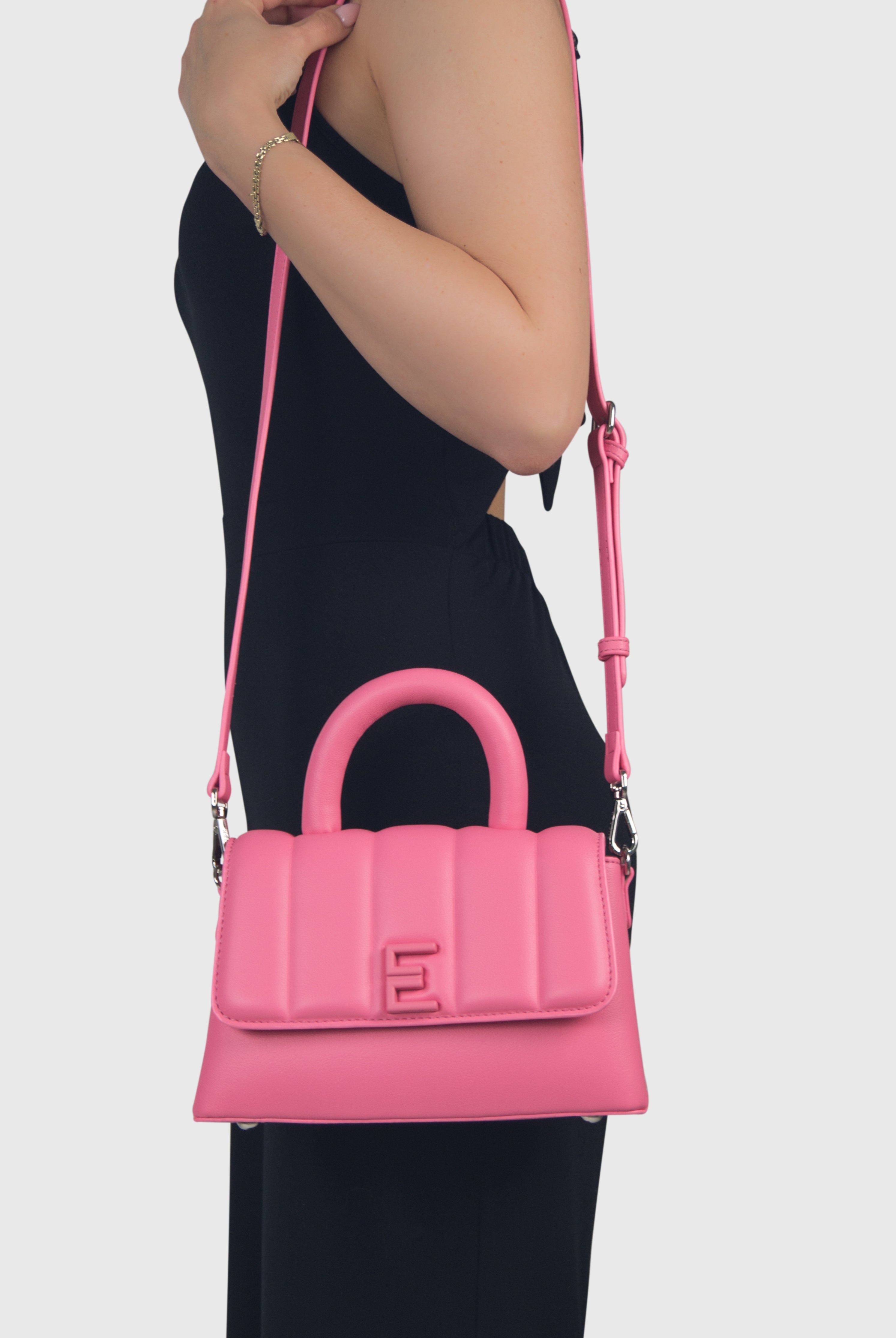 EVA MINI Rosa - Borsa in similpelle premium con patta trapuntata | ENPOSH