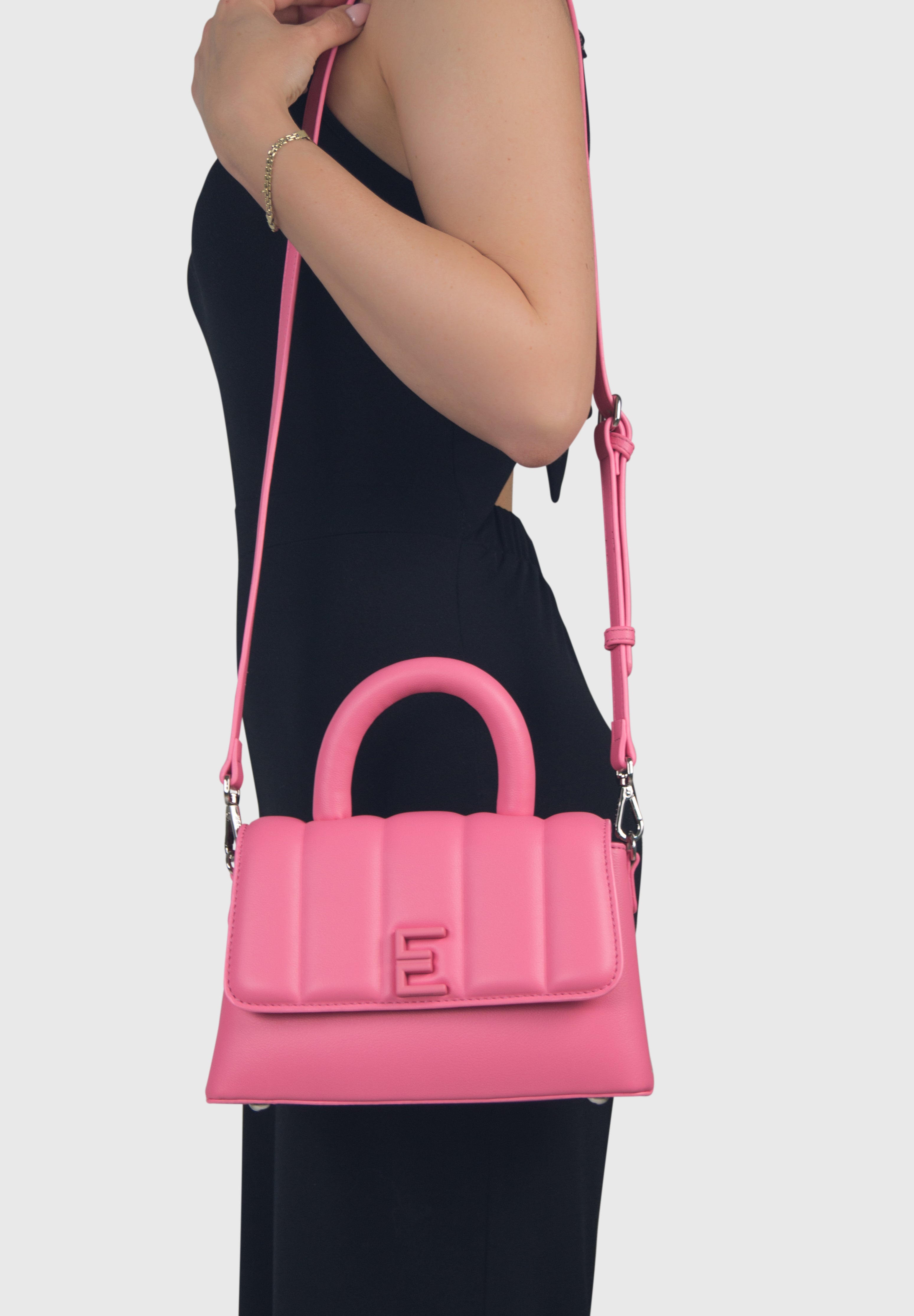EVA MINI Rosa - Borsa in similpelle premium con patta trapuntata | ENPOSH