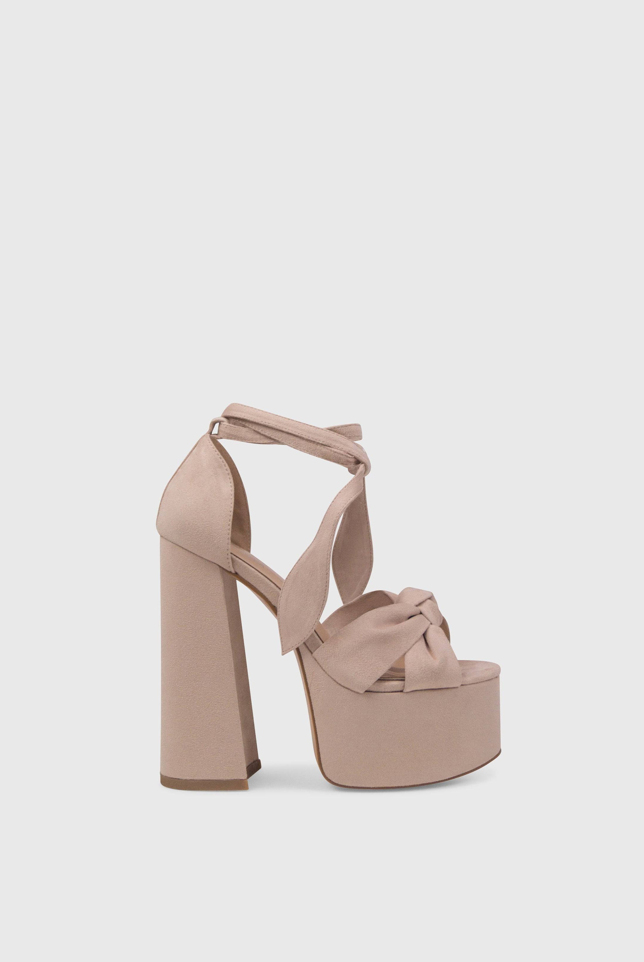 CAMELIA Avorio - Sandali plateau spesso con lacci in caviglia | ENPOSH