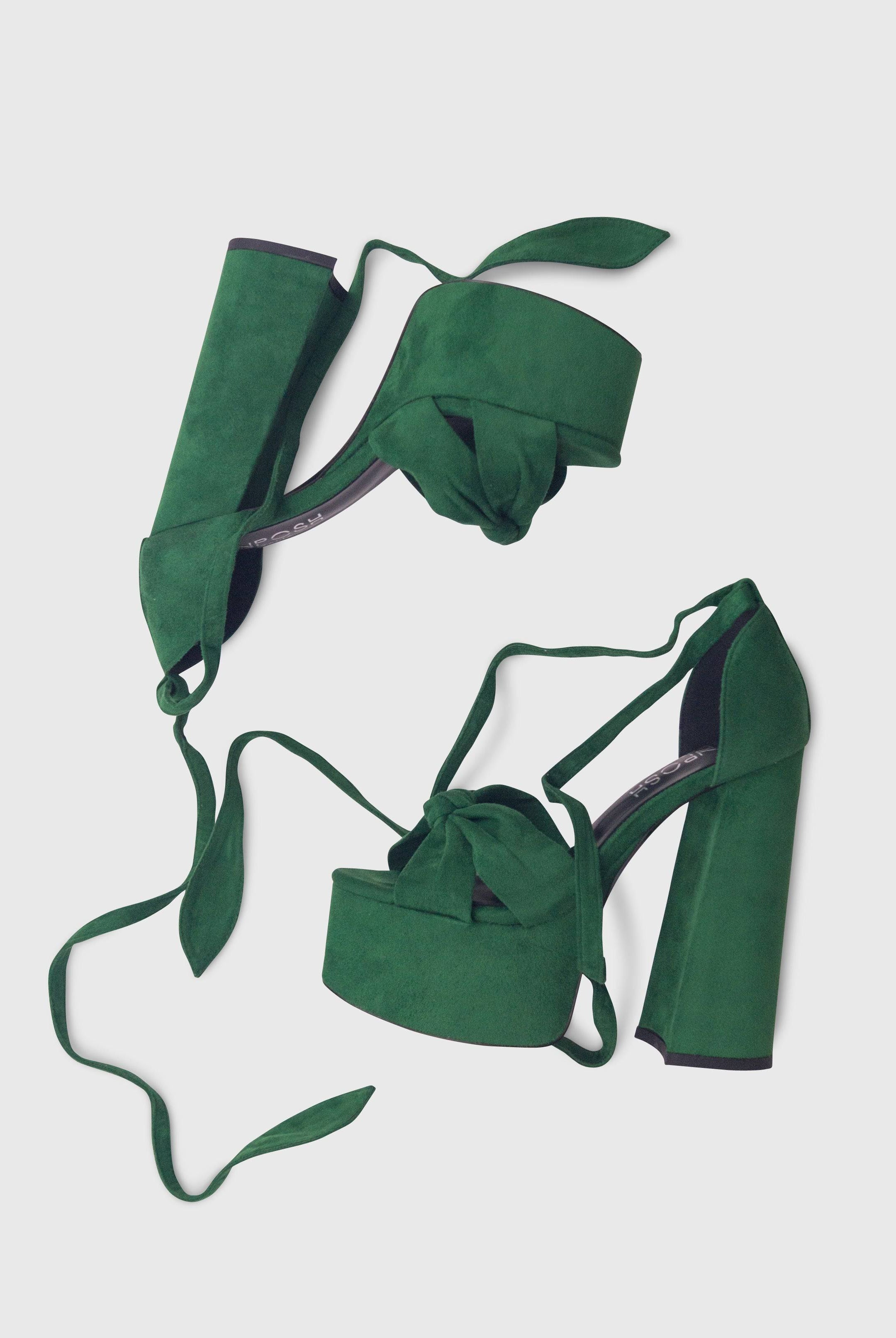 CAMELIA Verde - Sandali plateau spesso con lacci in caviglia | ENPOSH