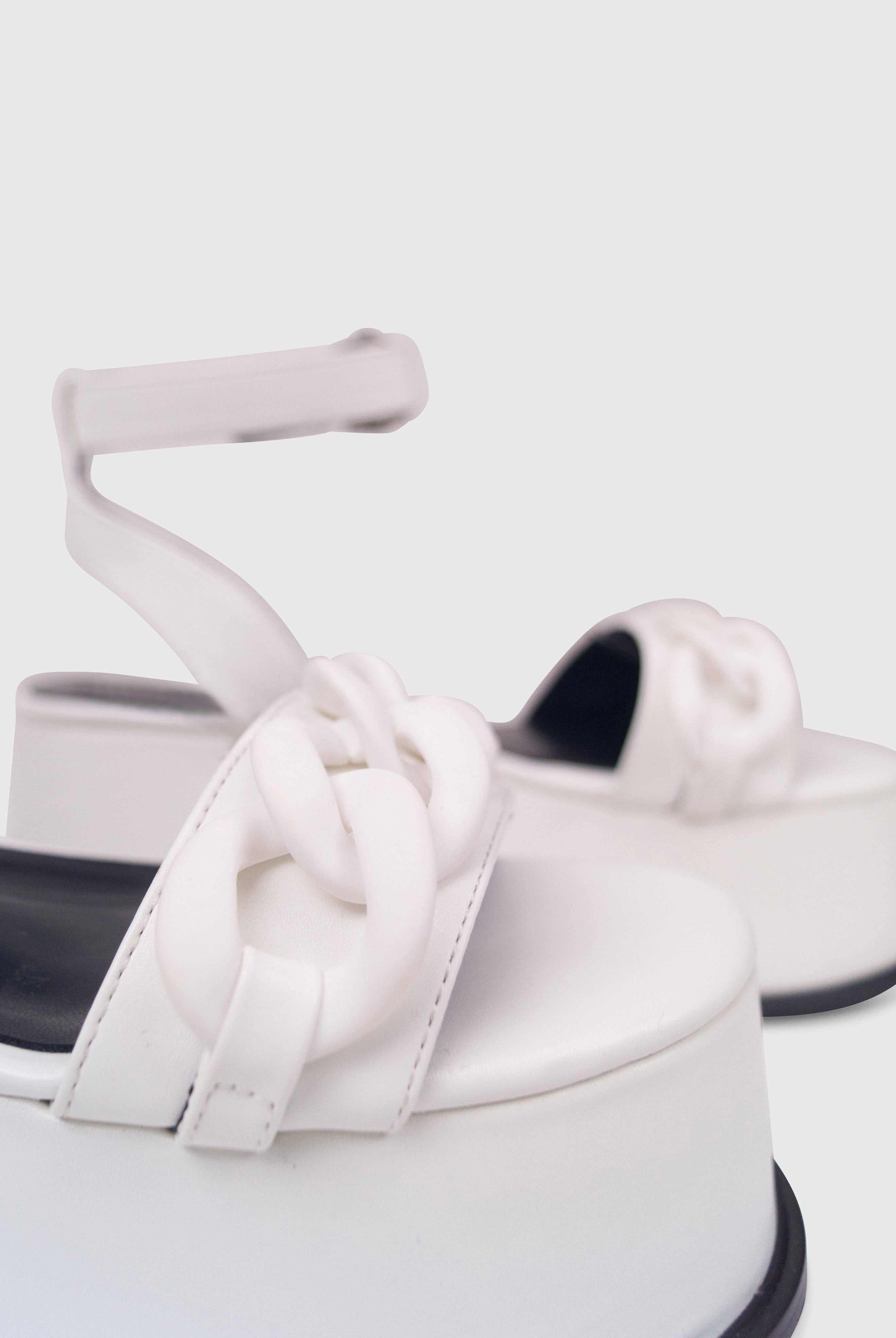TESS Bianco Vegas - Sandali zeppa flatform con dettaglio catena opaca | ENPOSH