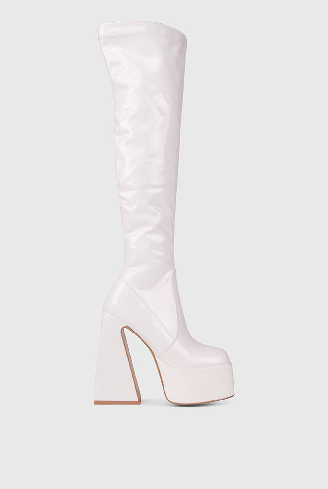 Stivali con plateau e tacchi alti bianco | ENPOSH