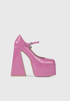 Scarpe con tacco largo e plateau con punta quadrata rosa | ENPOSH