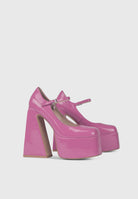 Scarpe con tacco largo e plateau con punta quadrata rosa | ENPOSH