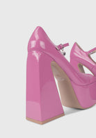Scarpe con tacco largo e plateau con punta quadrata rosa | ENPOSH