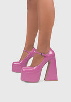 Scarpe con tacco largo e plateau con punta quadrata rosa | ENPOSH