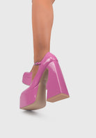 Scarpe con tacco largo e plateau con punta quadrata rosa | ENPOSH