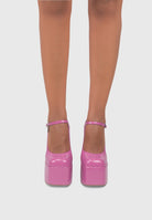Scarpe con tacco largo e plateau con punta quadrata rosa | ENPOSH