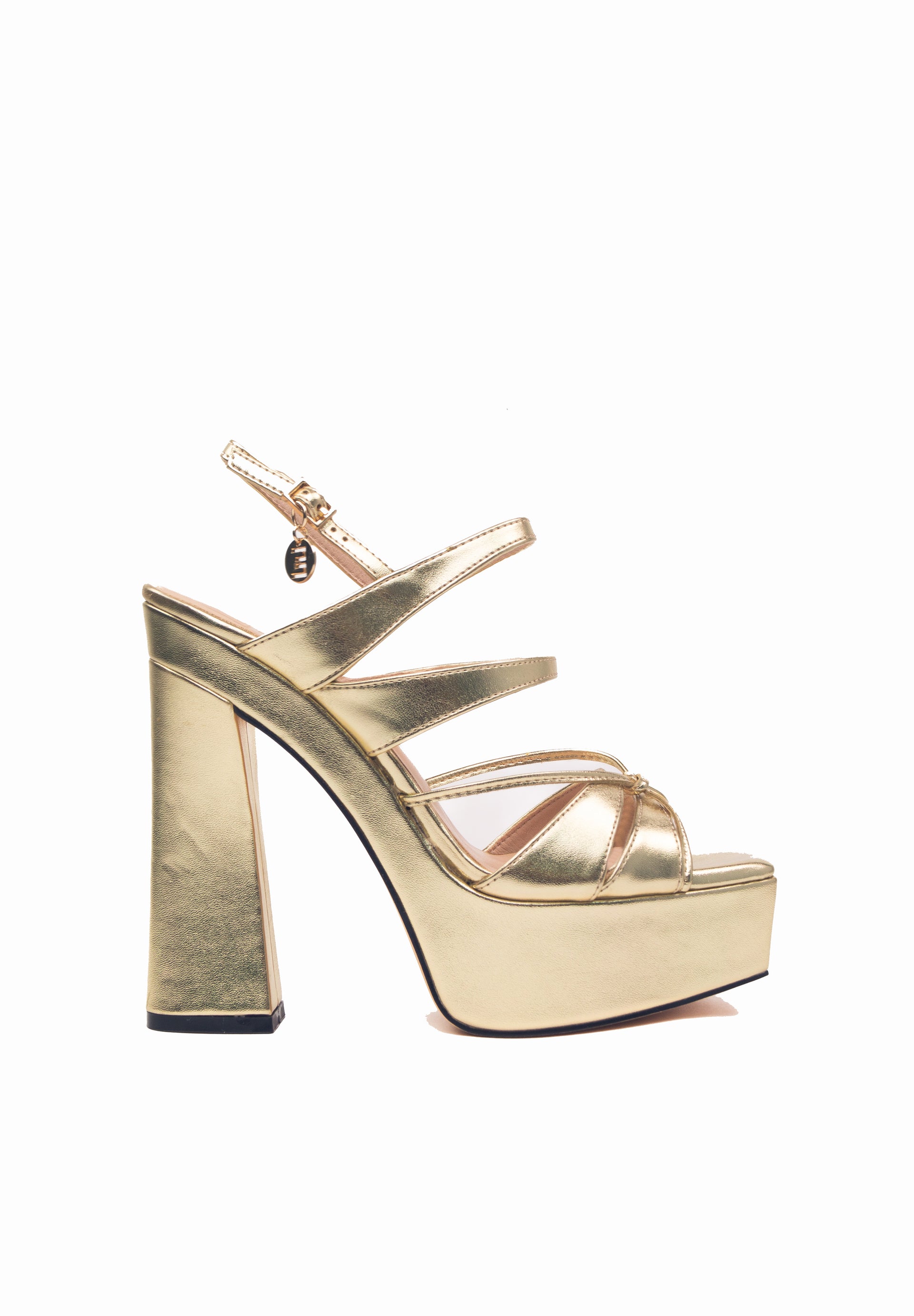 Lioren Oro – Scarpe con Tacco Alto e Plateau in Similpelle Dorata