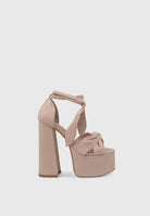 CAMELIA Avorio - Sandali plateau spesso con lacci in caviglia | ENPOSH