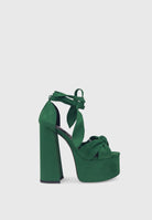 CAMELIA Verde - Sandali plateau spesso con lacci in caviglia | ENPOSH