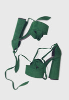 CAMELIA Verde - Sandali plateau spesso con lacci in caviglia | ENPOSH