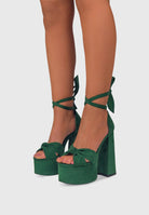 CAMELIA Verde - Sandali plateau spesso con lacci in caviglia | ENPOSH