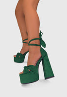 CAMELIA Verde - Sandali plateau spesso con lacci in caviglia | ENPOSH