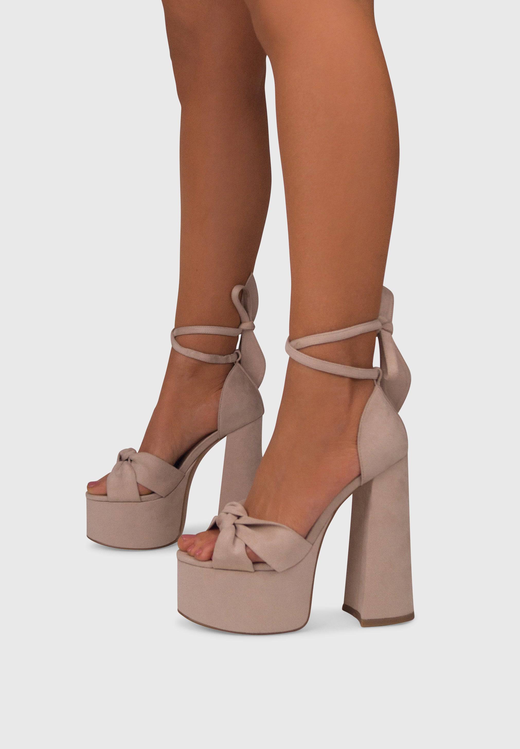 CAMELIA Avorio - Sandali plateau spesso con lacci in caviglia | ENPOSH