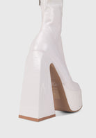 Stivali con plateau e tacchi alti bianco | ENPOSH