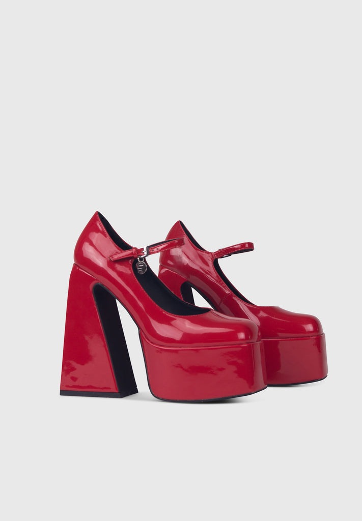 Scarpe con tacco largo e plateau con punta quadrata rosso | ENPOSHScarpe con tacco largo e plateau con punta quadrata rosso | ENPOSH