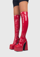 Stivali con plateau e tacchi alti rosso | ENPOSH