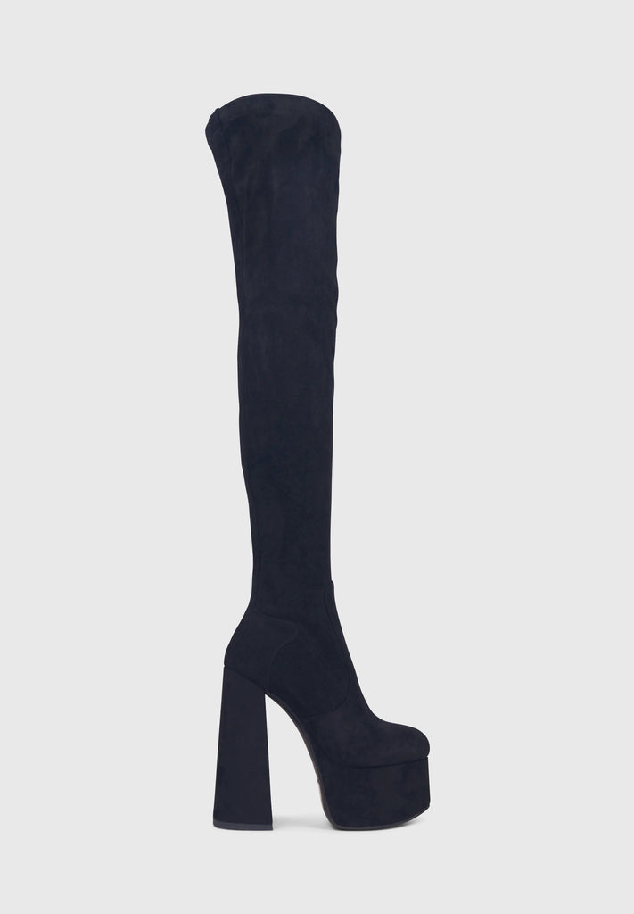 MATILDA Nero Camoscio - Stivali alti cuissard sopra il ginocchio punta tonda | ENPOSH